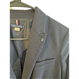Tommy Hilfiger Women’s 8 Blazer Navy White Polka Dots Preppy Academic Cotton